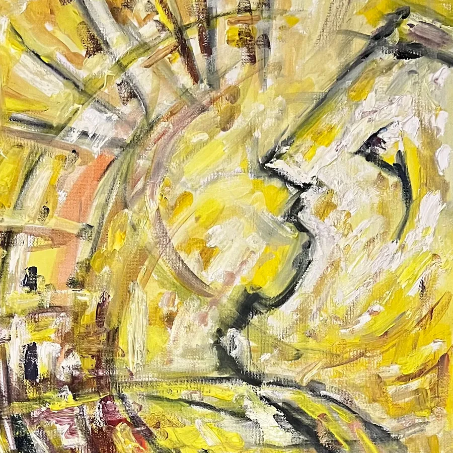 Зображення "Diptych “Souls on Opposite Sides”" від IMARY, розмір: Overall dimensions: 60 × 30 cm Top panel: 30 × 30 cm Bottom panel: 30 × 30 cm, матеріали: canvas, oil, медіум: Painting, серія: Metanoia, ціна: €1800