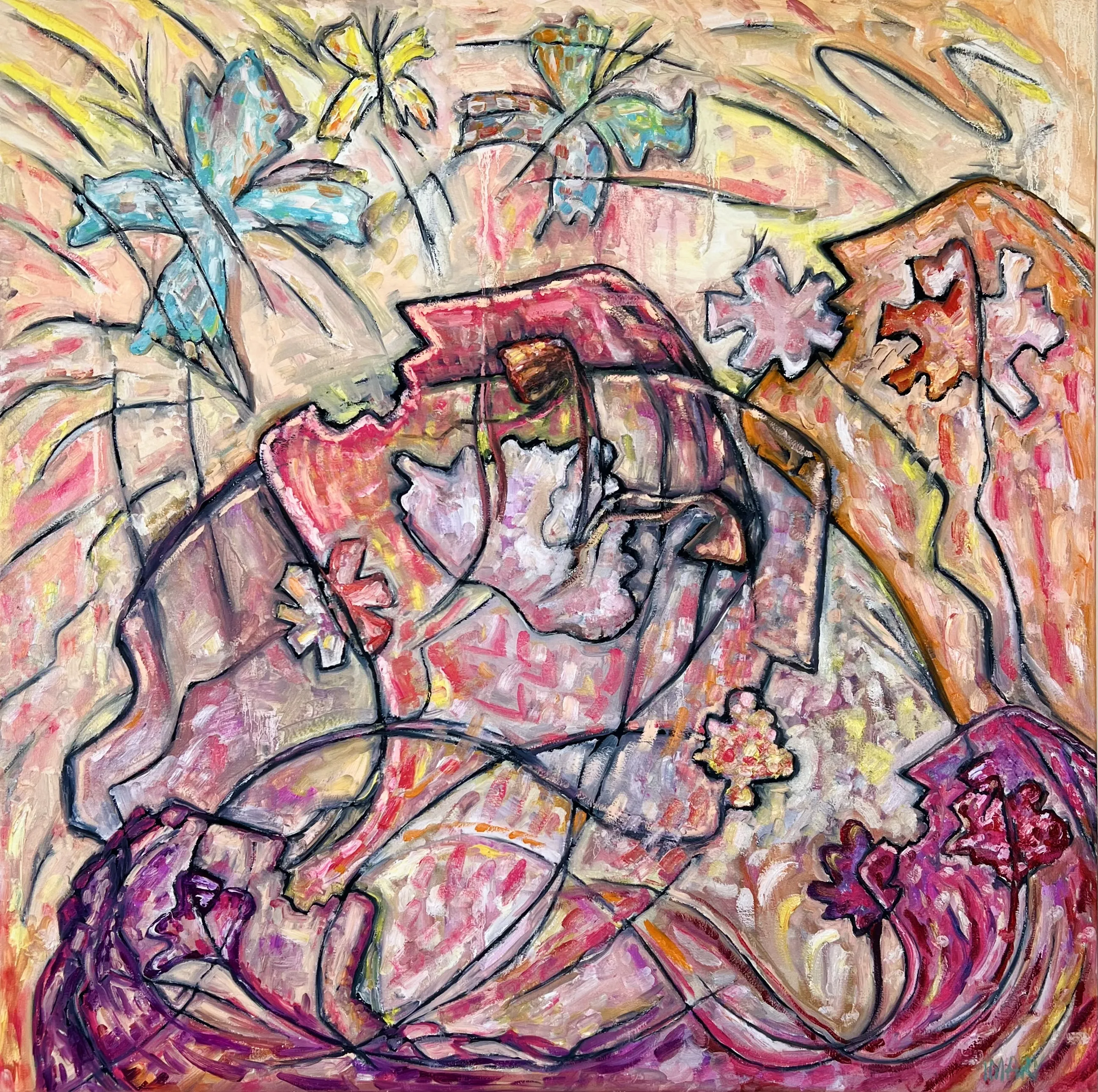 Зображення "Heavenly Trinity" від IMARY, розмір: 100 × 100, матеріали: Canvas, oil, медіум: Painting, серія: Metanoia, ціна: €12300